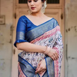 MAHARANI COUTURE Floral Art Silk Kanjeevaram Saree image 2