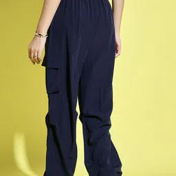 BUY NEW TREND Women Relaxed Loose Fit High-Rise Easy Wash Cargos Trousers image 3