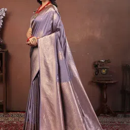 Flossy Woven Design Zari Art Silk Heavy Work Banarasi Saree image 2