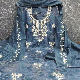 Peachmode Embroidered Unstitched Dress Material image 2