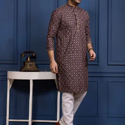 DEVOILER Men Embellished Sequinned Kurta image 3
