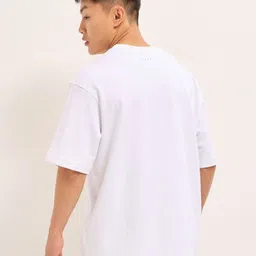 THE BEAR HOUSE Men Abstract Printed Round Neck Cotton Oversized T-shirt image 5