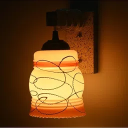 1ST TIME Brown & White Textured Wood Contemporary Wall Lamp image 4