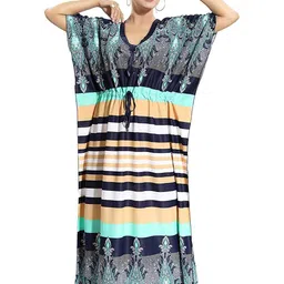 PURSA Women Striped Maxi Nightdress-picture-35