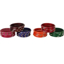 SOMIL Set Of 36 Artificial Stones Studded & Beaded Glass Bangles image 3