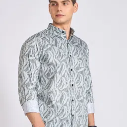 Espanshe Tailored Fit Ethnic Motifs Printed Long Sleeves Cotton Shirt image 4