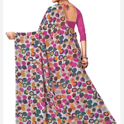 KANOODA Floral Printed Pure Georgette Saree With Unstitched Blouse-image-44