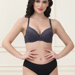 Quttos Lace T-Shirt Bra & Panty Set QT-SET-7048-GRY-32B-picture-31