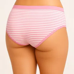 Moda Rapido Pack of 2 Striped Cotton Mid-Rise Basic Briefs image 2