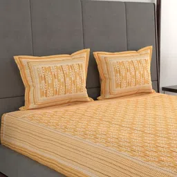 Anadhika Yellow Floral Printed 220 TC Cotton King Size Bedsheet with 2 Pillow Covers image 5