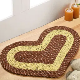 FINE TEX WORLD Brown & Yellow Heart-Shaped Soft & Thick Anti-Skid Doormat-image-73