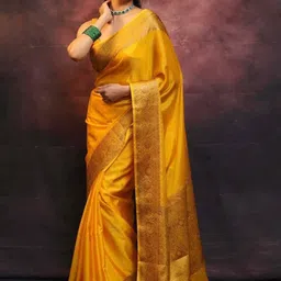 YAMUNE Woven Design Zari Art Silk Banarasi Saree image 4