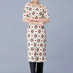 Ethnic basket Women Multicoloured Poly Crepe Kurta Sets image 1