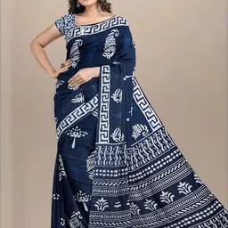 Pinkcity Trade World Pure Cotton Block Print Saree-picture-10