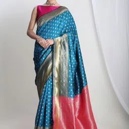 THREAD BOX Woven Design Zari Silk Blend Banarasi Saree-picture-38