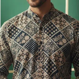 TATTVA Men Floral Printed Kurta image 4