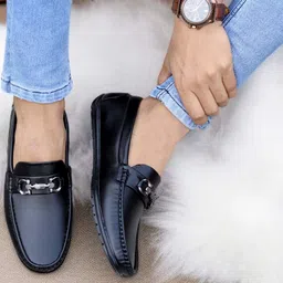 aadi Men Black Slip On Casual Loafers Shoes-picture-33