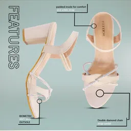 THE STHAPAK BLESS YOUR FEET Women Cream Synthetic Leather Block Heels image 2