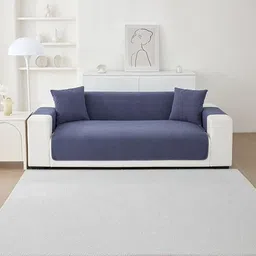 HOMETHREADS Navy Blue & Navy Blue Sofa Cover-picture-24
