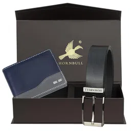 Hornbull Men Buttler Leather RFID Protected Navy Wallet & Brown Belt Accessory Gift Set-image-35