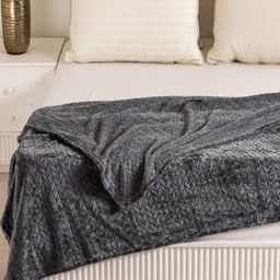 HOMEMONDE Grey Geometric Fleece AC Room Double Bed Blanket-picture-3