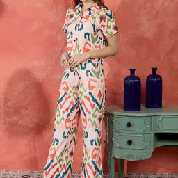 IVY BY KIBO Printed Shirt & Trousers Co-Ord Set image 5