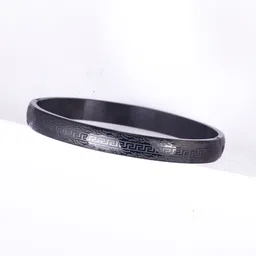 The Roadster Lifestyle Co Men Stainless Steel Silver-Plated Anti-Tarnish Kada Bracelet-image-3