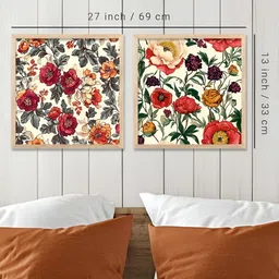 WALLLANE Brown & Green 2 Piece Wood Floral and Botanical Wall Paintings image 4