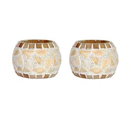 Somil Vibrant Multicolor Glass Candle Holder Add A Touch Of Magic To Diwali, Parties & Candlelight Dinners, Size-9.5 X 9.5 X 7 Cm Pack OF 2-picture-38