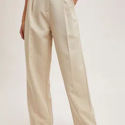 Chemistry Women Relaxed Straight Leg Straight Fit High-Rise Pleated Trousers-image-84