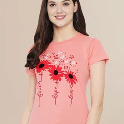 Metronaut Women Floral Printed Round Neck Cotton T-shirt-image-13