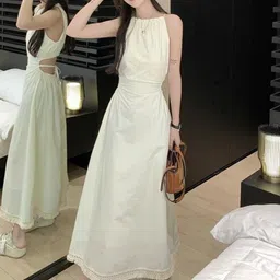 StyleCast x Revolte Fringed Fit & Flare Midi Dress image 3