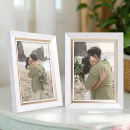 Golden Peacock White & Gold-Toned 2 Pieces Table Photo Frames-image-92