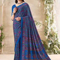 LeeliPeeri Designer Floral Poly Crepe Saree-image-83
