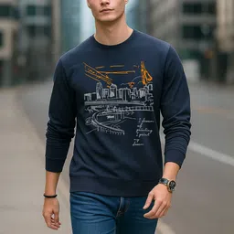 Moda Rapido Men Navy Blue Graphic Printed Sweatshirts image 5