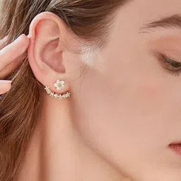 styledose 925 Sterling Silver Artificial Stones Studded Floral Shaped Studs image 4