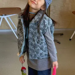 LULU & SKY Girls Floral Printed Vest Jacket image 4