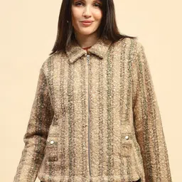 Global Republic Women Striped Lightweight Outdoor Tailored Jacket image 1