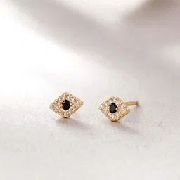 AQUASTREET Set Of 2 18K Gold-Plated Zircon Studded Contemporary Anti Tarnish Studs image 3