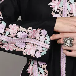 Exotic India Embroidered V Neck Top With Trouser Co-Ords image 5