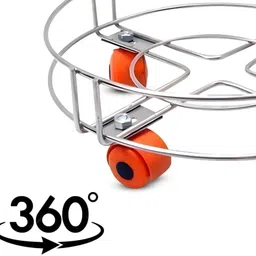 svs trading store SS Cylinder Trolly with Wheels for Heavy Duty Stainless Steel Kitchen Trolley image 2