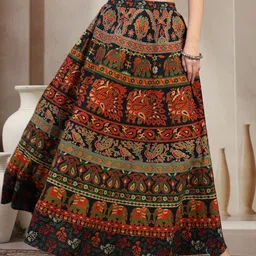 SUNEKH Self Designed Cotton Flared Maxi Skirts-picture-28