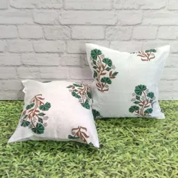 Pink Parrot White & Green 2 Pieces Ethnic Motifs Jacquard Silk Square Cushion Covers-image-31