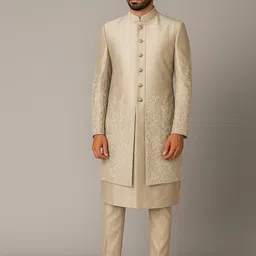 Shahi Achkan Men's Rajwada Classic Embroidered Sherwani-picture-14