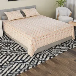 Myntra Elegant Homes Orange 160 TC Pure Cotton King Bedsheet Set 2.64m x 2.16m-image-62