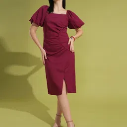 Globus Puff Sleeve Sheath Midi Dress-picture-26