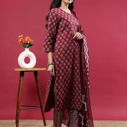 Polyglot Women Ethnic Motifs Printed Kurta with Trousers & Dupatta image 3