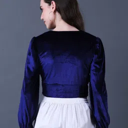 ANVI Be Yourself Puff Sleeve V Neck Crop Cinched Waist Top image 4