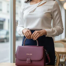 ITALISH Leather Structured Handheld Bag with Quilted image 5