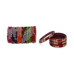 SOMIL Set Of 28 Artificial Stones Studded Ethnic Bangles-picture-28